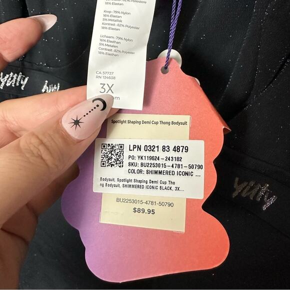 NWT Yitty Spotlight Shaping Demi Cup Thong Bodysuit Shimmer Iconic Black - Picture 8 of 9